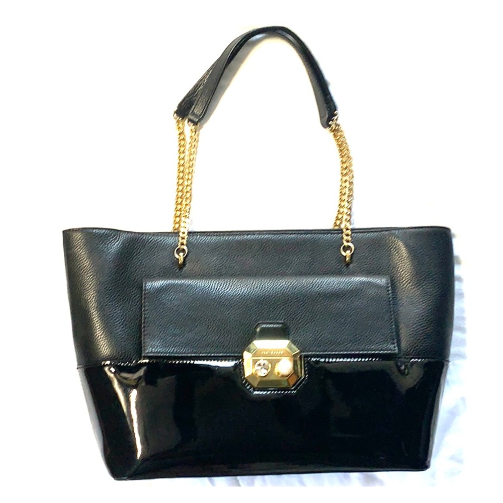 Ted Baker Crystal and Faux-Pearl Lock Leather Tote